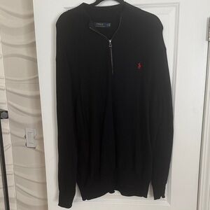 Polo by Ralph Lauren Black Half-Zip Sweater with Red Pony